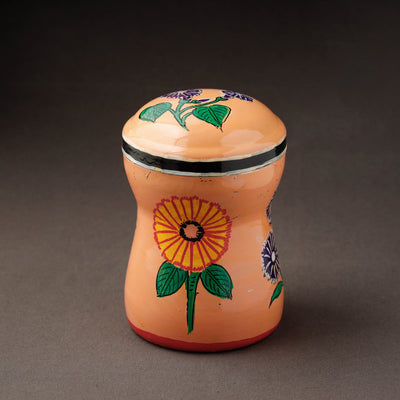 Peach Kavad Handpainted Stainless Steel Multi Utility Canister