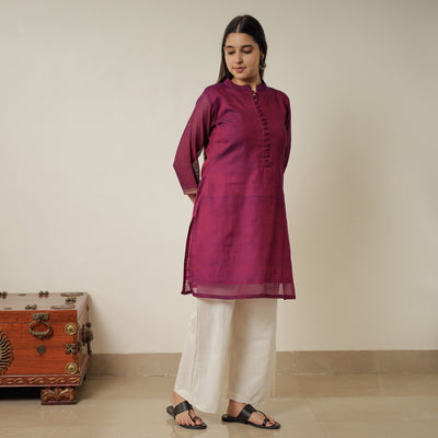 Purple - Dharwad Mercerised Cotton Short Kurta 19