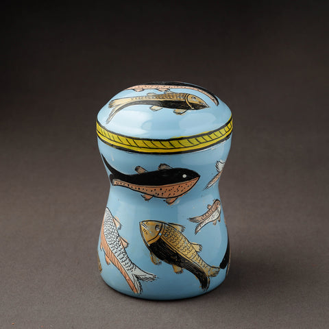 Blue Kavad Handpainted Stainless Steel Multi Utility Canister