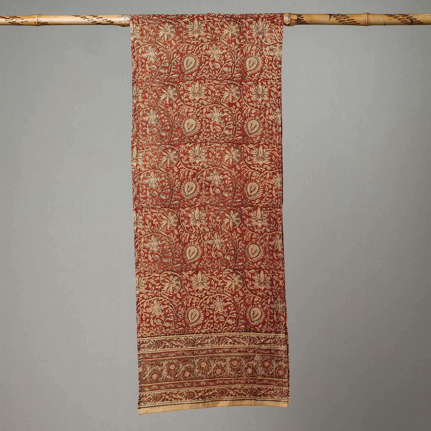 Red - Pedana Kalamkari Block Printed Cotton Stole