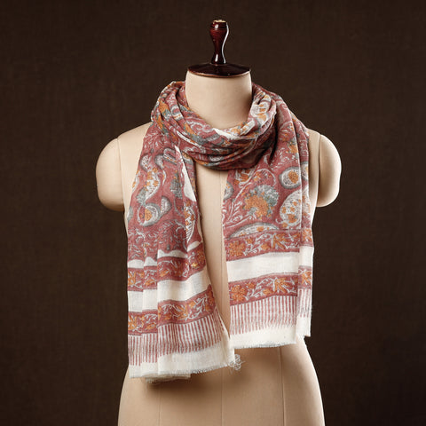 Pink - Pure Wool Sanganeri Hand Block Printed Stole