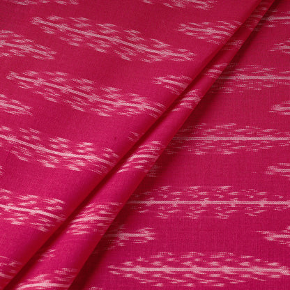 Deep Pink With Butta Pochampally Double Ikat Handloom Cotton Fabric