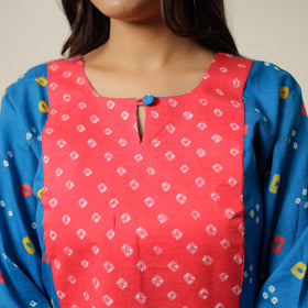 Buy Bandhani Tie-dye Cotton Long Straight Kurta for Women