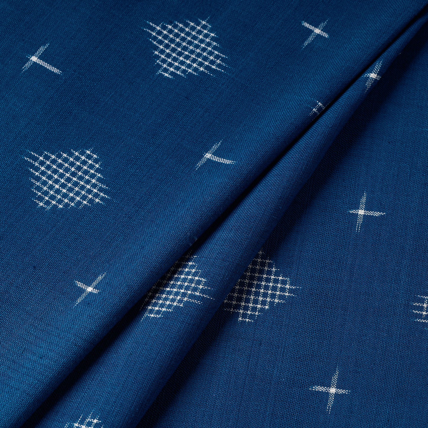 Firozi Blue Pochampally Double Ikat Handloom Cotton Fabric