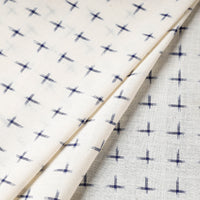 Tiny Blue Bootis On White Pochampally Double Ikat Handloom Cotton Fabric