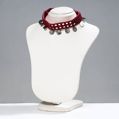 Mirror & Coin Work Kutch Embroidery Fabric Choker Necklace