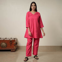 Pink - Jacquard Cotton Co-Ord Set 14