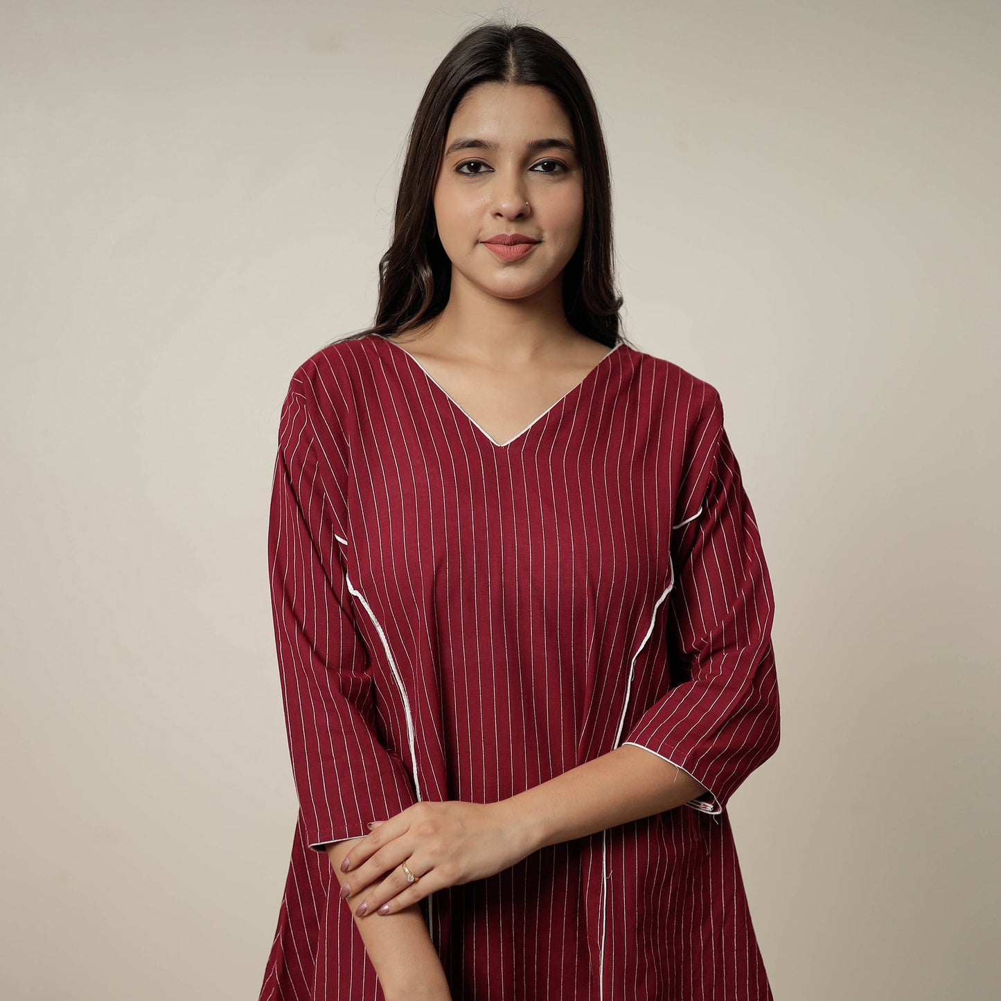 Maroon - Jacquard Cotton Co-Ord Set 13