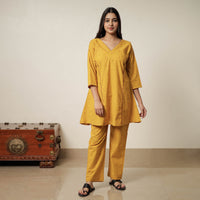 Yellow - Jacquard Cotton Co-Ord Set 12