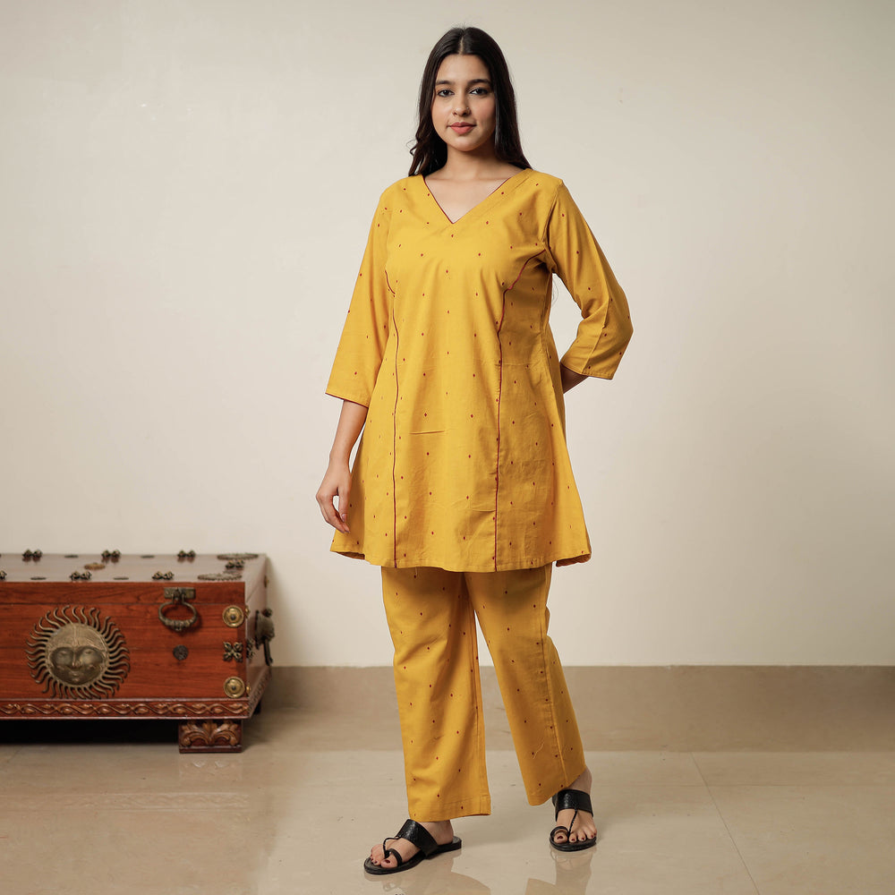 Yellow - Jacquard Cotton Co-Ord Set 12