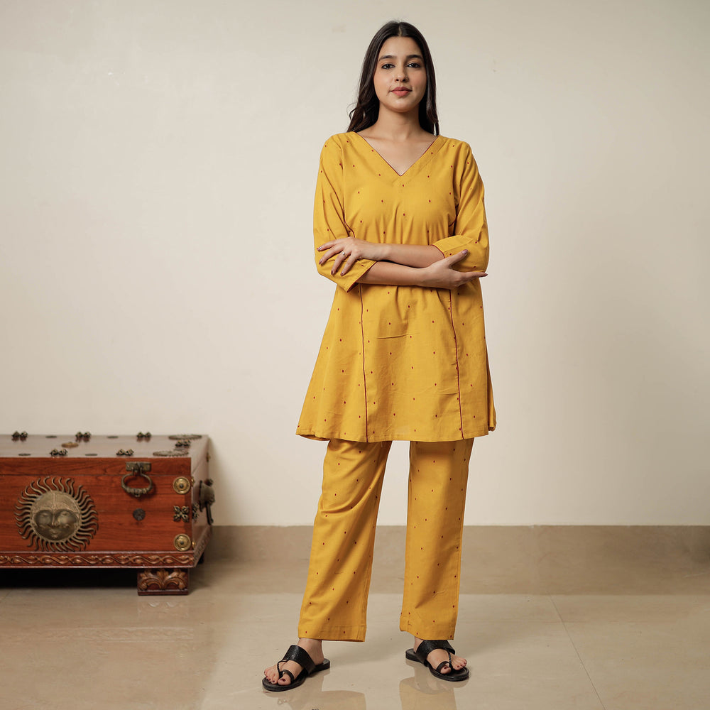 Yellow - Jacquard Cotton Co-Ord Set 12