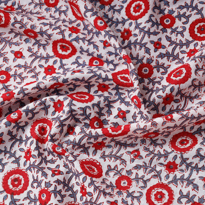 Multicolor - Circular Florets Sanganeri Block Printed Cotton Fabric