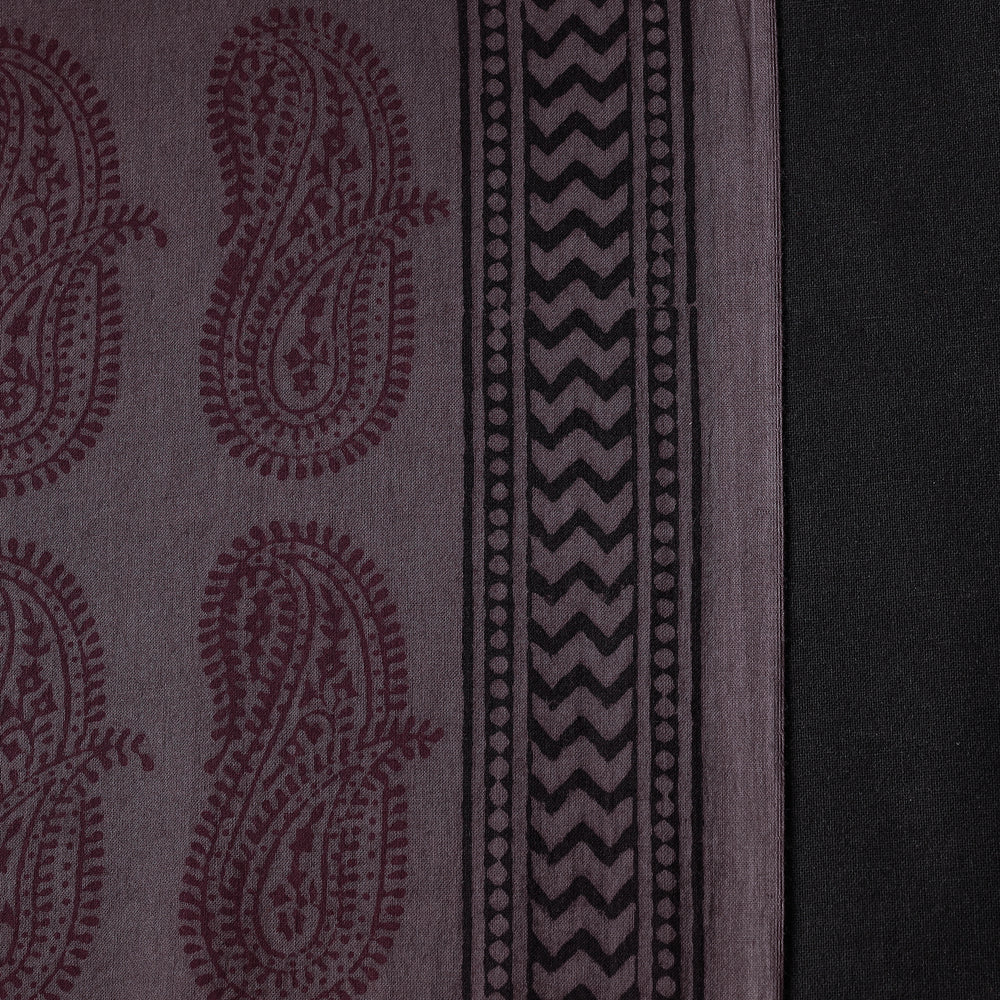 Purple - Bagh Hand Block Printed Cotton Fabric