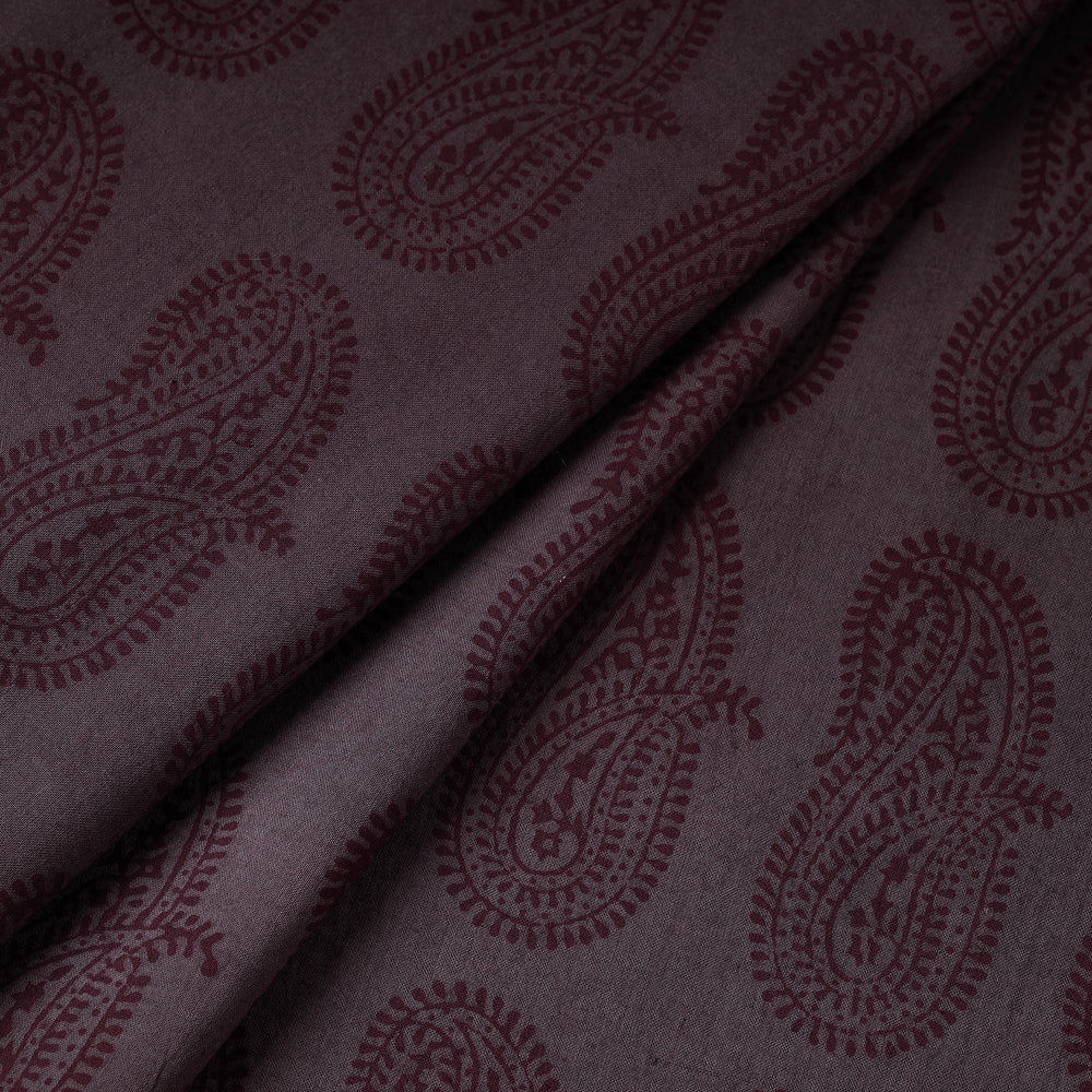 Purple - Bagh Hand Block Printed Cotton Fabric