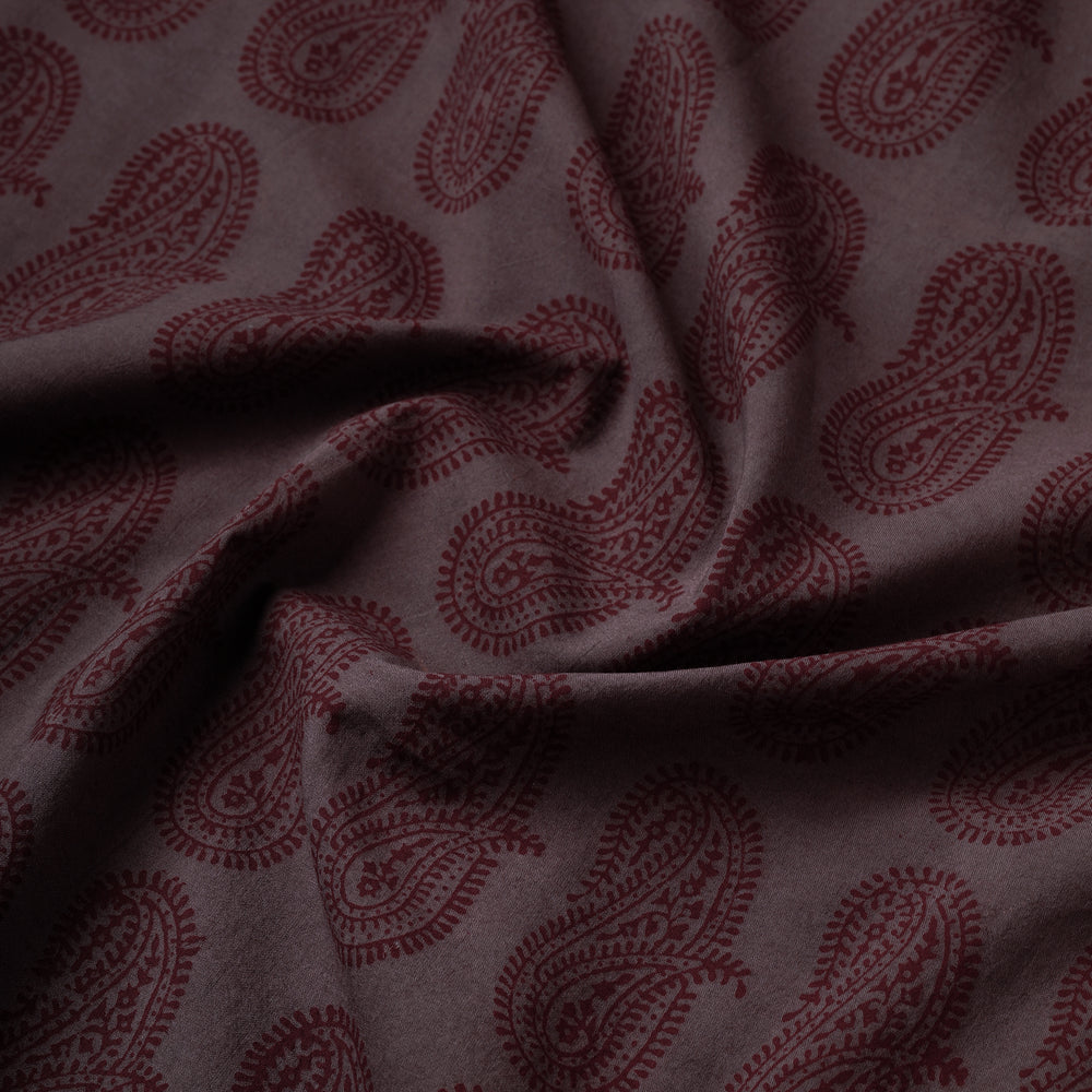 Purple - Bagh Hand Block Printed Cotton Fabric