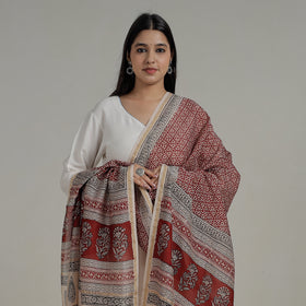  Natural Dyed Hand Block Print Chanderi Silk Bagh Dupatta