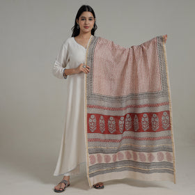  Natural Dyed Hand Block Print Chanderi Silk Bagh Dupatta