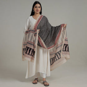 Buy Natural Dyed Hand Block Print Chanderi Silk Bagh Dupatta