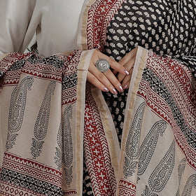 Buy Natural Dyed Hand Block Print Chanderi Silk Bagh Dupatta