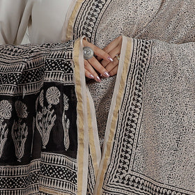  Natural Dyed Hand Block Print Chanderi Silk Bagh Dupatta