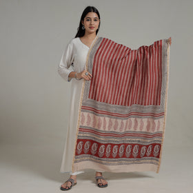  Natural Dyed Hand Block Print Chanderi Silk Bagh Dupatta