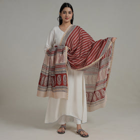  Natural Dyed Hand Block Print Chanderi Silk Bagh Dupatta