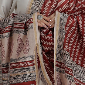  Natural Dyed Hand Block Print Chanderi Silk Bagh Dupatta