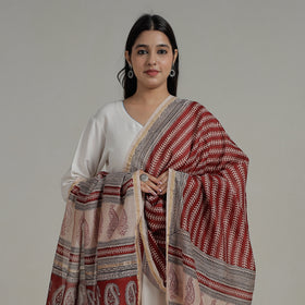  Natural Dyed Hand Block Print Chanderi Silk Bagh Dupatta