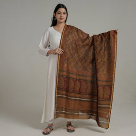 Buy Natural Dyed Hand Block Print Chanderi Silk Bagh Dupatta