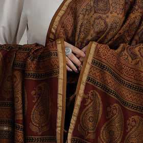 Buy Natural Dyed Hand Block Print Chanderi Silk Bagh Dupatta
