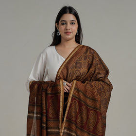 Buy Natural Dyed Hand Block Print Chanderi Silk Bagh Dupatta