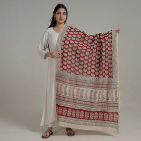 Natural Dyed Hand Block Print Chanderi Silk Bagh Dupatta
