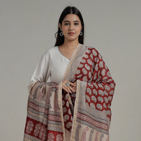  Natural Dyed Hand Block Print Chanderi Silk Bagh Dupatta