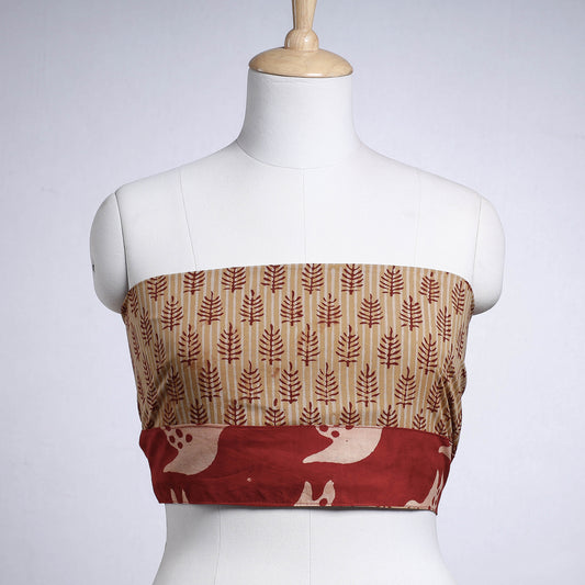 Brown - Rangoli Akola Block Printed Cotton Blouse Piece