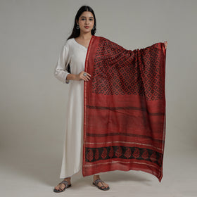 Buy Natural Dyed Hand Block Print Chanderi Silk Bagh Dupatta