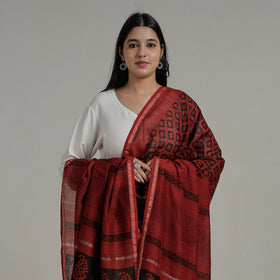 Buy Natural Dyed Hand Block Print Chanderi Silk Bagh Dupatta