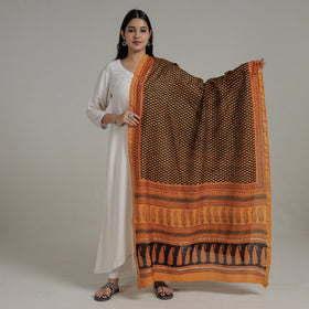  Natural Dyed Hand Block Print Chanderi Silk Bagh Dupatta
