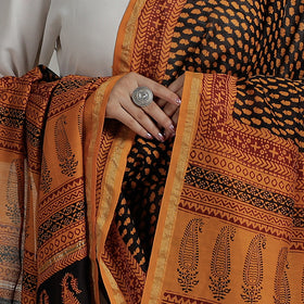  Natural Dyed Hand Block Print Chanderi Silk Bagh Dupatta