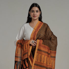  Natural Dyed Hand Block Print Chanderi Silk Bagh Dupatta