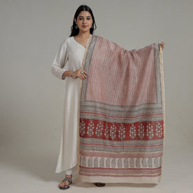 Buy Natural Dyed Hand Block Print Chanderi Silk Bagh Dupatta