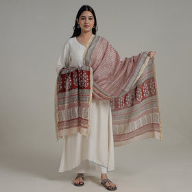 Buy Natural Dyed Hand Block Print Chanderi Silk Bagh Dupatta