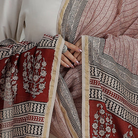 Buy Natural Dyed Hand Block Print Chanderi Silk Bagh Dupatta