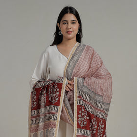 Buy Natural Dyed Hand Block Print Chanderi Silk Bagh Dupatta