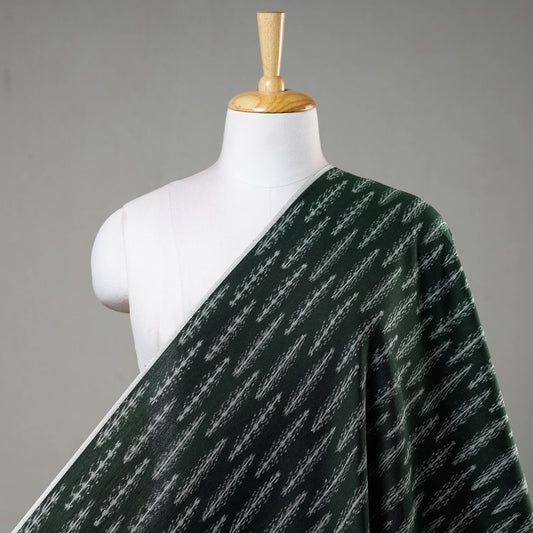 Phthalo Green Pochampally Double Ikat Handloom Cotton Fabric