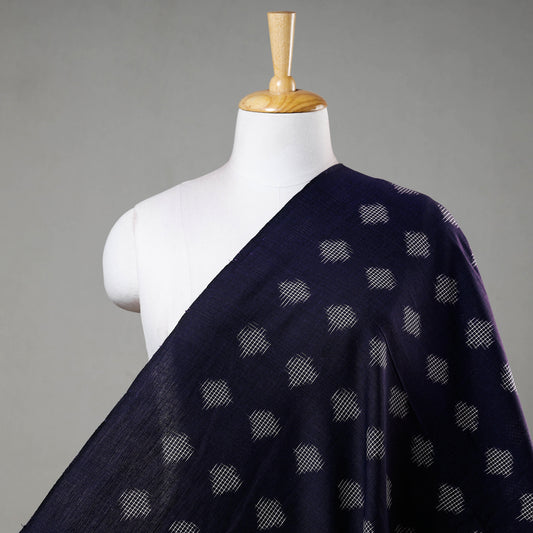 White Checkered Boota On Purple Pochampally Double Ikat Handloom Cotton Fabric