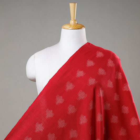 Flamboyant Red Pochampally Double Ikat Handloom Cotton Fabric