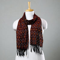 Brown - Pochampally Ikat Mercerized Cotton Stole with Tassels