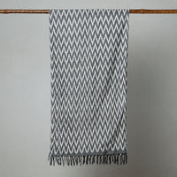 Grey - Pochampally Ikat Mercerized Cotton Stole with Tassels