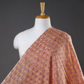  Yellow Lotus Butta On Peach Pure Cotton Sanganeri Block Print Fabric 