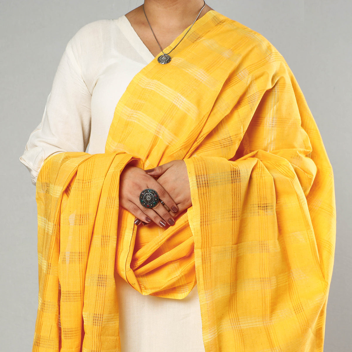 Mangalagiri Handloom Missing Checks Cotton Dupatta